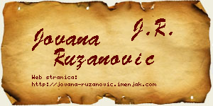 Jovana Ružanović vizit kartica